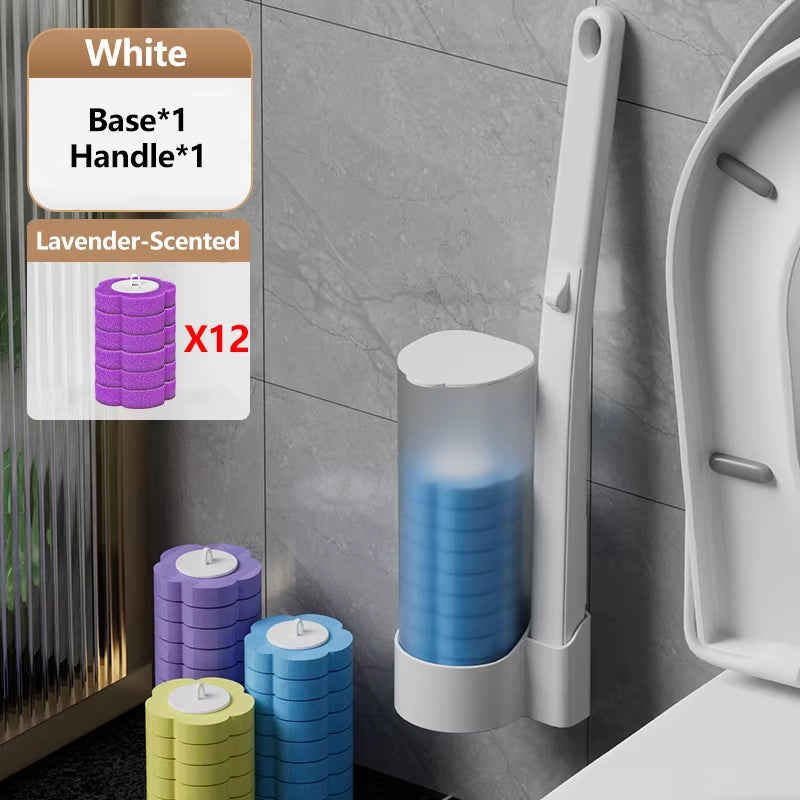 Powerful Disposable Toilet Brush, Flexible Cleaning Brush Head Deep Cleans Crevices, Fresh Scents Toilet Brush Refill Cartridges