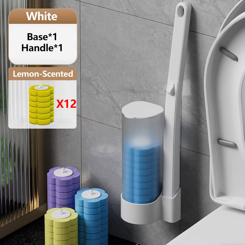 Powerful Disposable Toilet Brush, Flexible Cleaning Brush Head Deep Cleans Crevices, Fresh Scents Toilet Brush Refill Cartridges