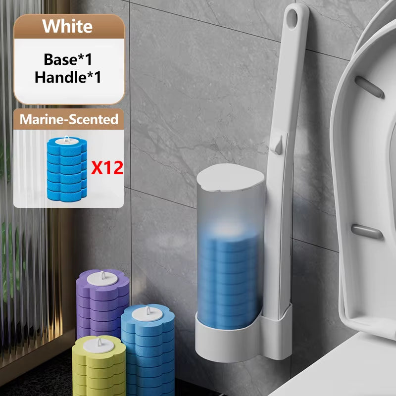 Powerful Disposable Toilet Brush, Flexible Cleaning Brush Head Deep Cleans Crevices, Fresh Scents Toilet Brush Refill Cartridges